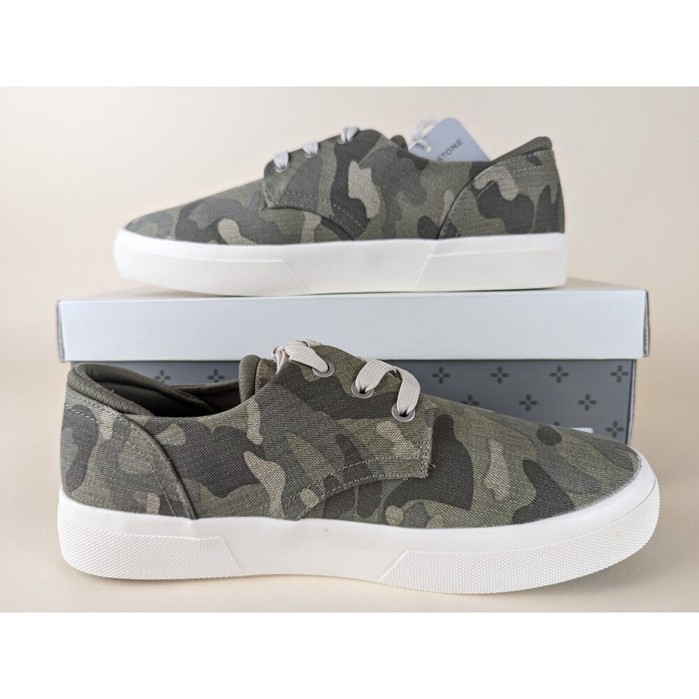 Sun + Stone Kiva Casual Sneakers Mens 8.5 M Green Camo Low Top Lace Up Shoes NWB